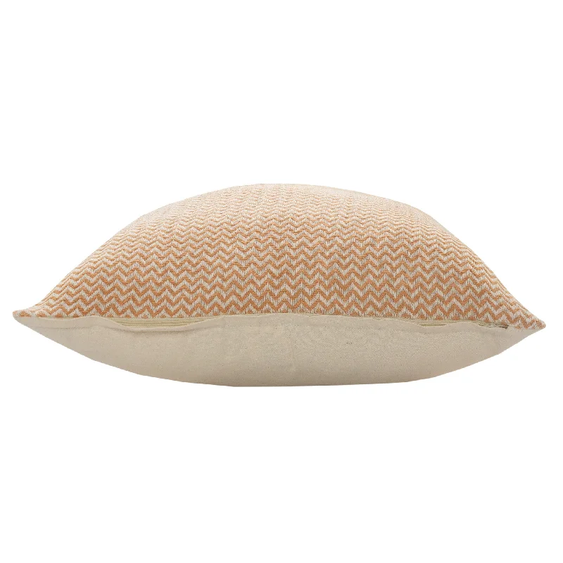 Mega Discount 26" X 26" Orange And Off-White 100% Cotton Chevron Zippered Pillow