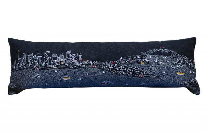 Fantastic Offers 35" Black Sydney Nighttime Skyline Lumbar Decorative Pillow