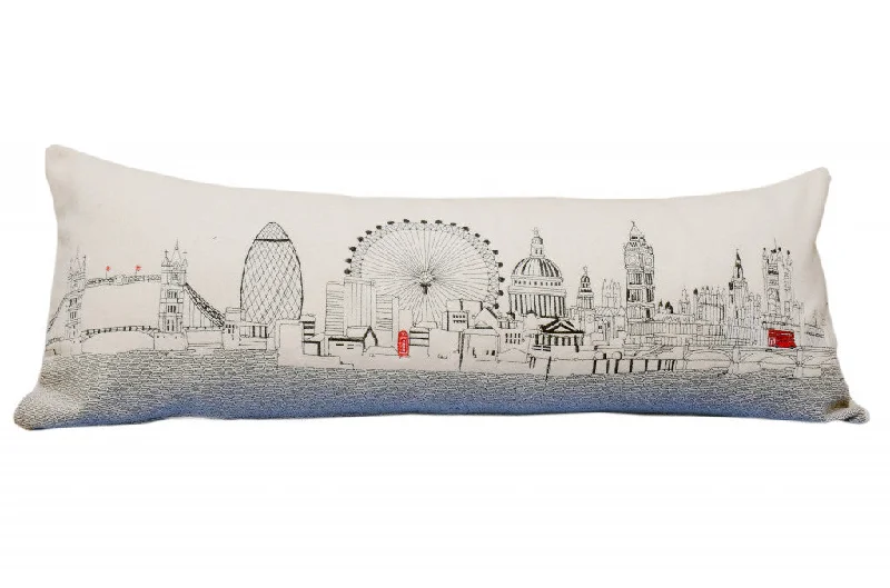 Stock Clearance 35" White London Daylight Skyline Lumbar Decorative Pillow