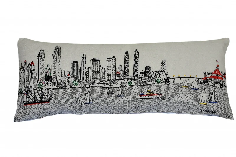 35" White San Diego Daylight Skyline Lumbar Decorative Pillow