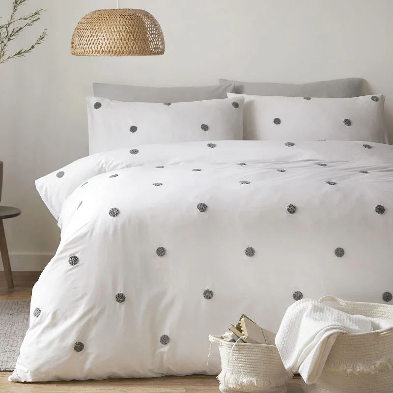 Dot Garden Duvet Cover Set White + Slate