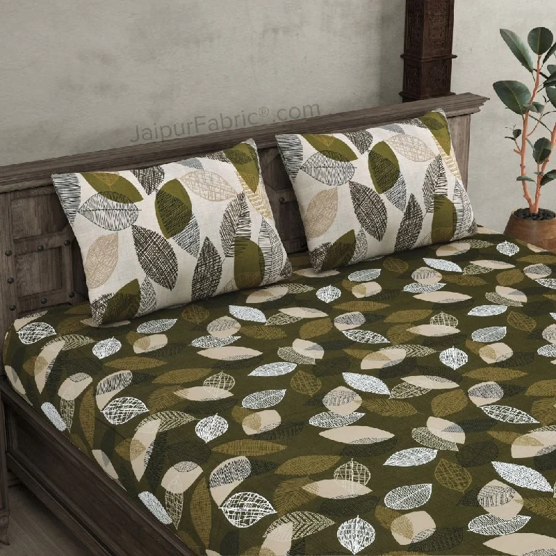 Doorbuster Deal Autumn Fall Green Cotton King Size Bedsheet