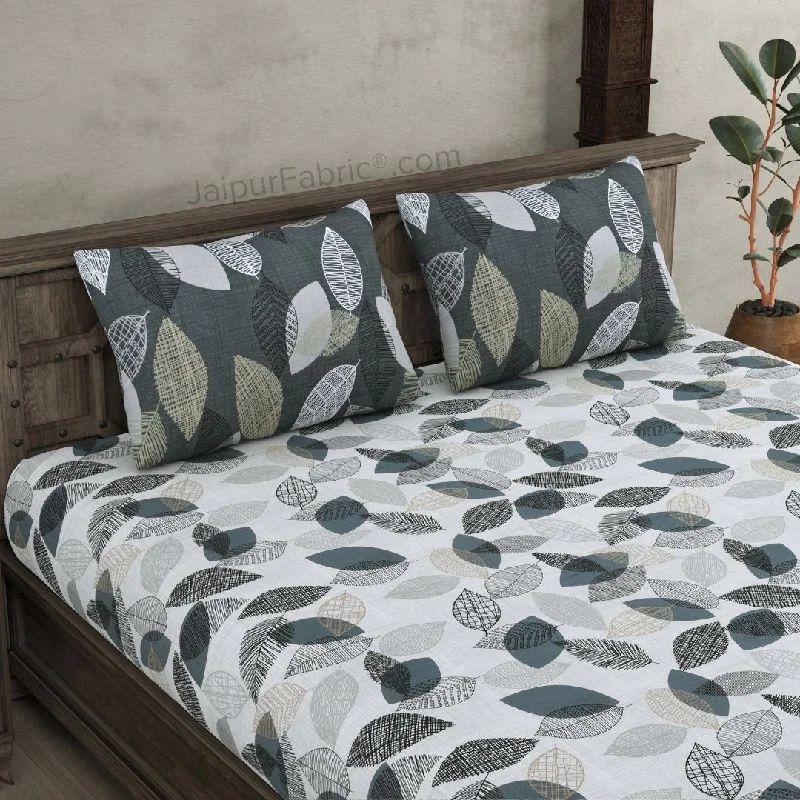 Seasonal Sale Autumn Fall Off White Grey Cotton King Size Bedsheet