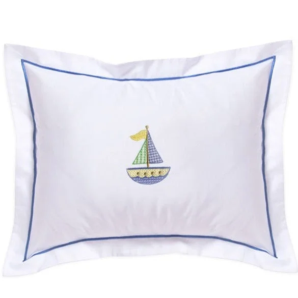 Baby Boudoir Pillow Cover in Cross Stitch Sailboat Blue