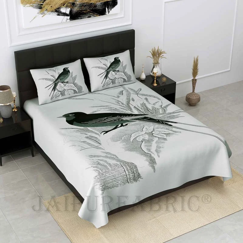 big bird green pure cotton double bedsheet