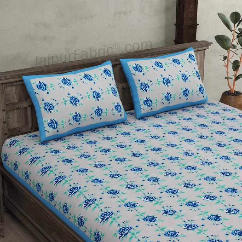 Clearance Sale Blue Garland Double Bedsheet