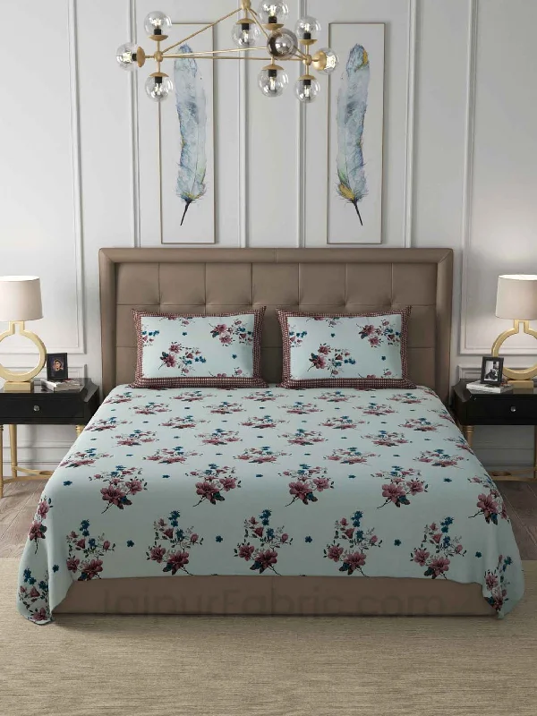 Brown Flowers Cotton King Size Double Bedsheet