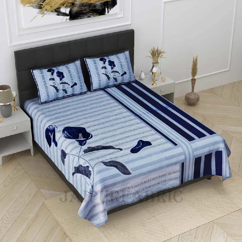 calm crocus blue pure cotton king size bedsheet