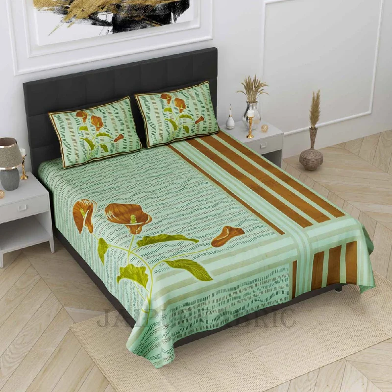 calm crocus green pure cotton king size bedsheet