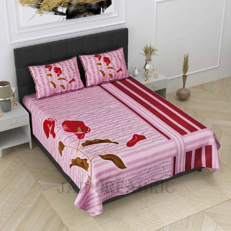 calm crocus pink pure cotton king size bedsheet