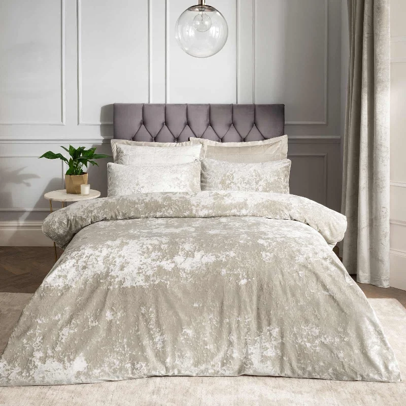 Crushed Velvet Duvet Cover Set Natural