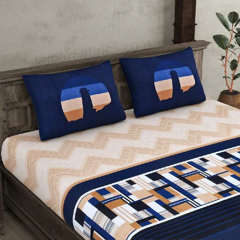 Price Drop Alert Cobalt Contemporary Premium Twill Cotton King Size BedSheet