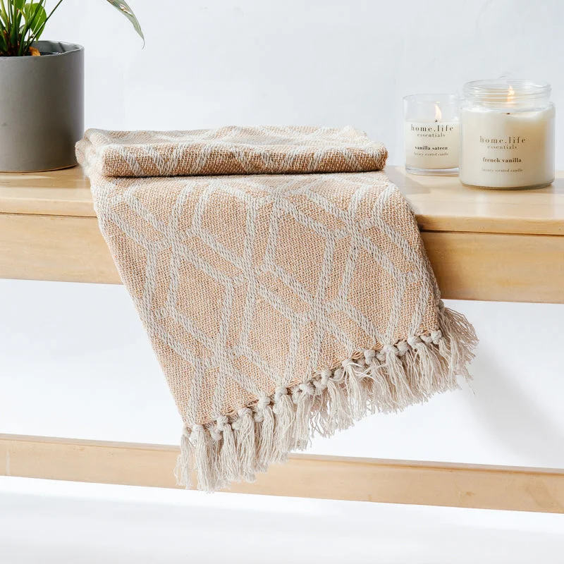 Cotton Bay Honeycomb Throw - Beige