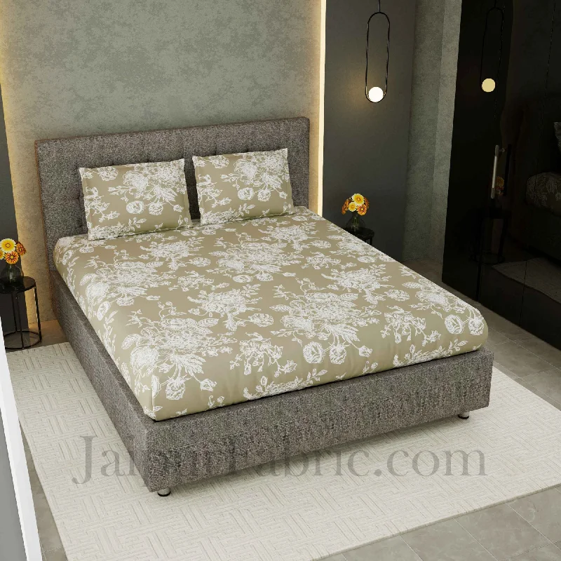 decorous mehandi green king size double bedsheet