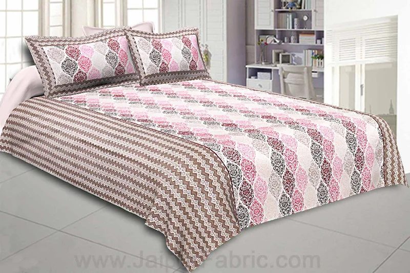 Price Reduction Double Bedsheet Brown Pink Retro Pattern