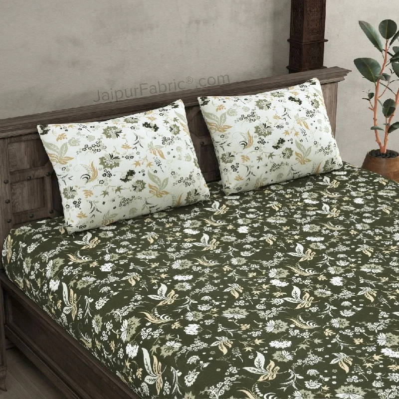 Today’s Deal Flowery Spring Green Cotton King Size Bedsheet