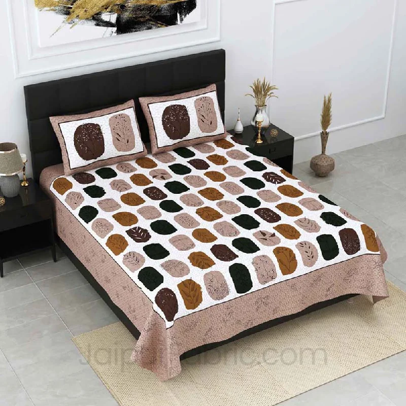 fossil tree print brown double bedsheet