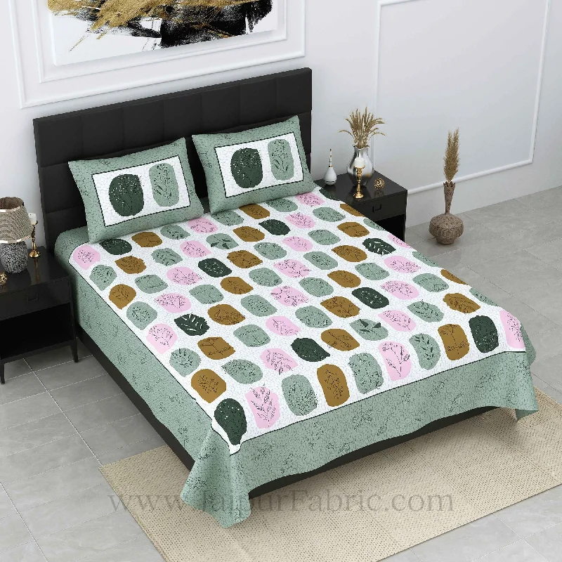 fossil tree print green double bedsheet