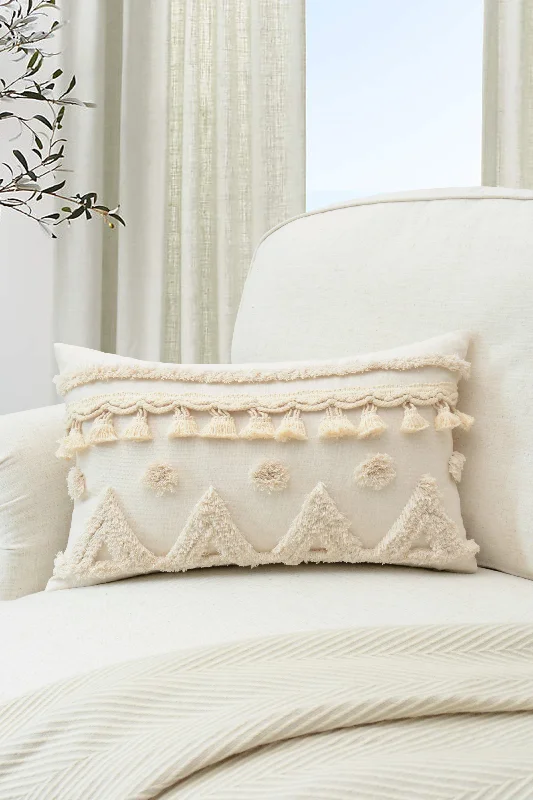 Geometric Natural Tufted Lumbar Pillow