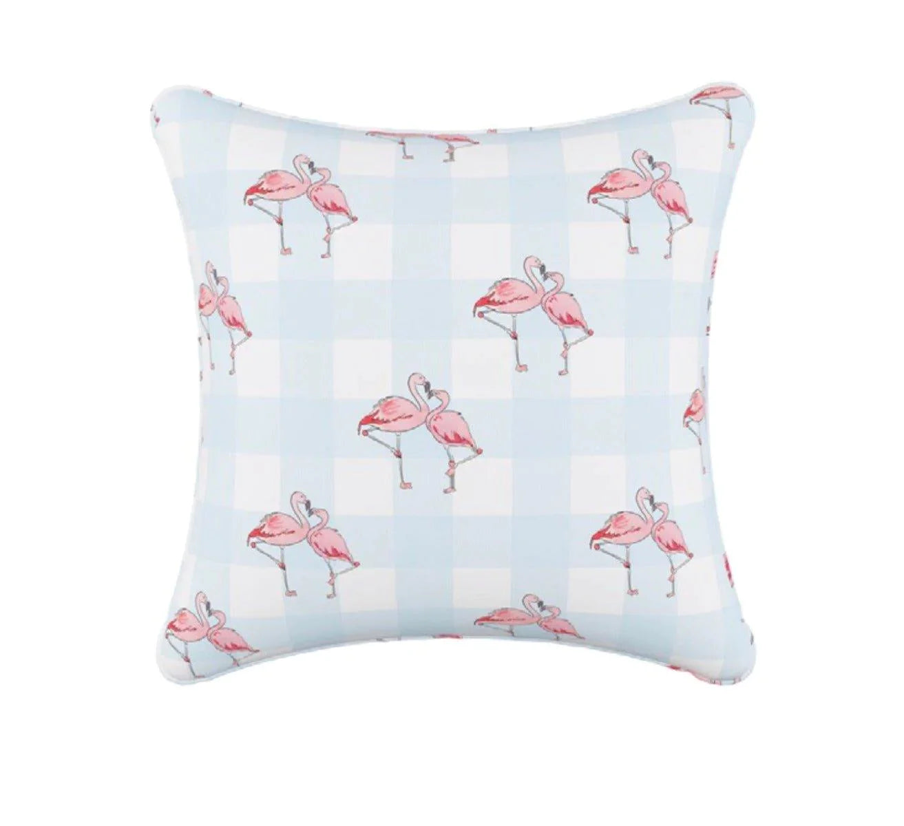 Gray Malin For Cloth & Co. Flamingo Gingham Blue Throw Pillow