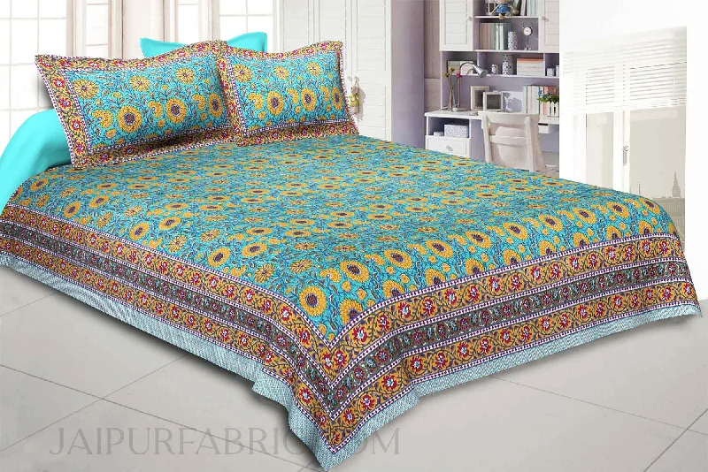 green blooming festivity double bedsheet