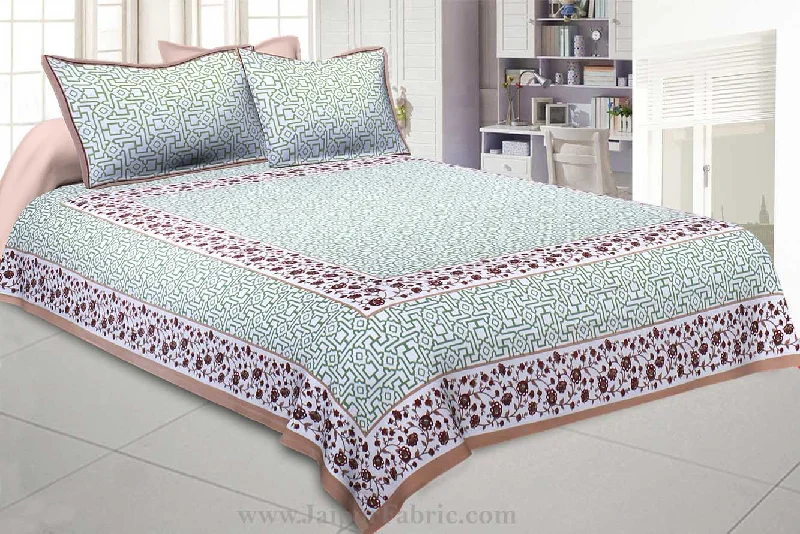 Best Seller Green Brown Magical Geometry King Size Double Bedsheet