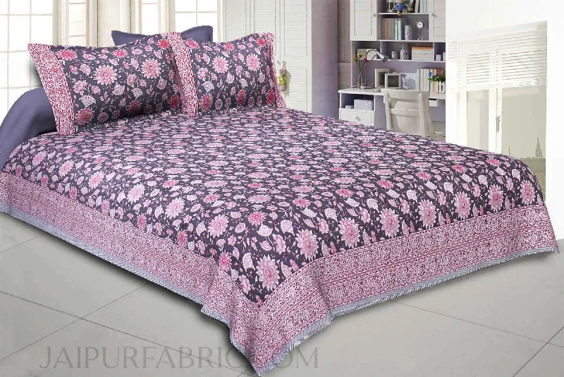 grey floral flavor king size bedsheet