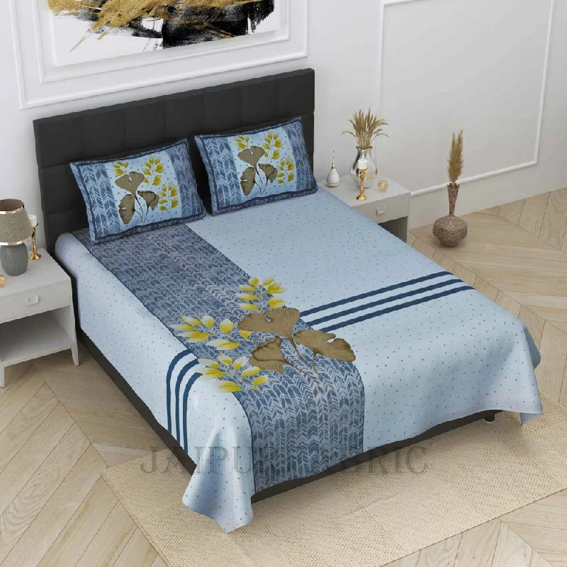 illuminating iris blue pure cotton king size bedsheet