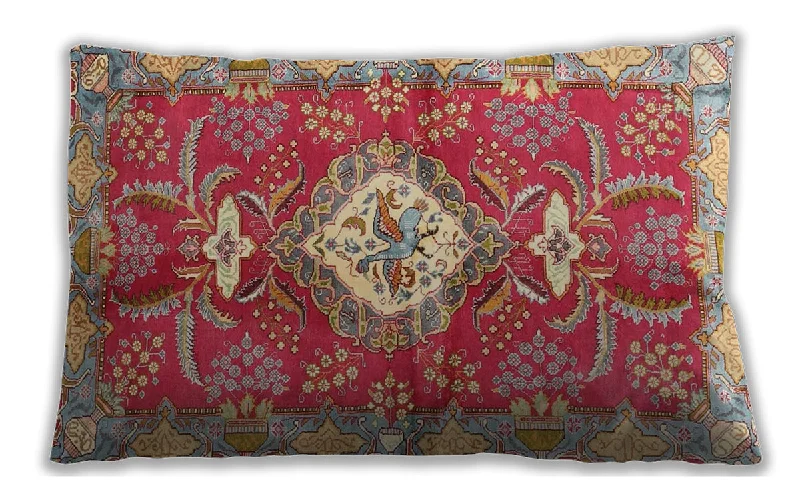 Deal Alert Traditional Classic Indoor Outdoor Rectangular Crimson Red Lumbar Throw Pillow, 13 inch by 19 inch, lbtr3908