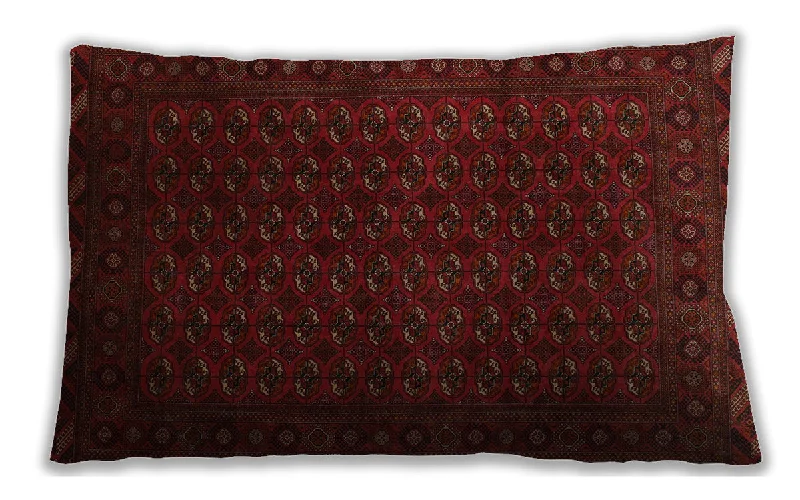 Quick Deals Traditional Classic Indoor Outdoor Rectangular Crimson Red Lumbar Throw Pillow, 13 inch by 19 inch, lbtr87