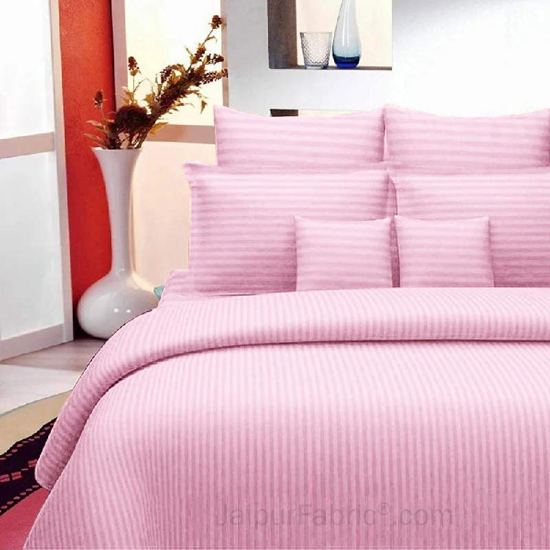 New Markdowns Light Pink Self Design 300 TC King Size Pure Cotton Satin Slumber Sheet for Double Bed with 2 pillow covers