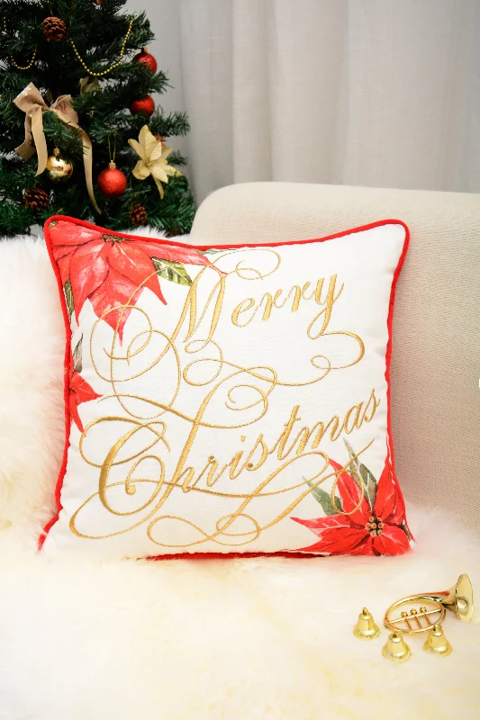 Merry Christmas Pointsette Pillow