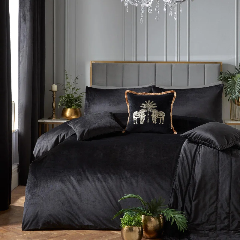 Montrose Velvet Duvet Cover Set Black