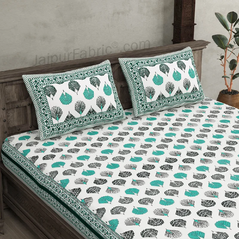 Morr Pankh Green Double Bedsheet