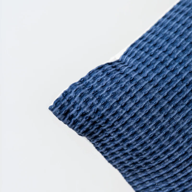 Perla Cotton Waffle Cushion - Denim