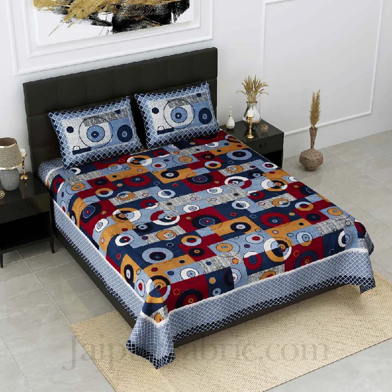 procian print geometric art blue pure cotton king size bedsheet