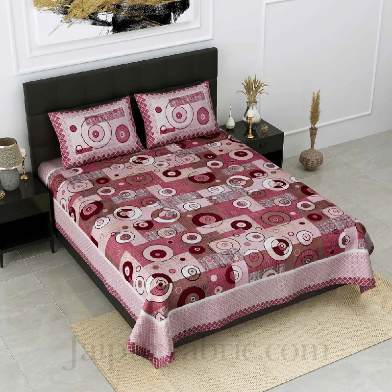 procian print geometric art pink pure cotton king size bedsheet