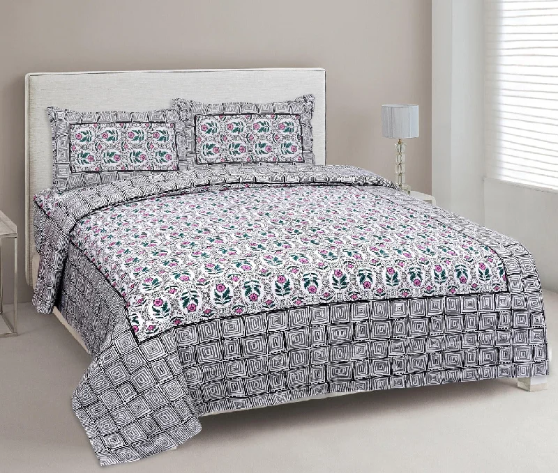 Shop and Save Purple Stylish Square Waves Double Bedsheet