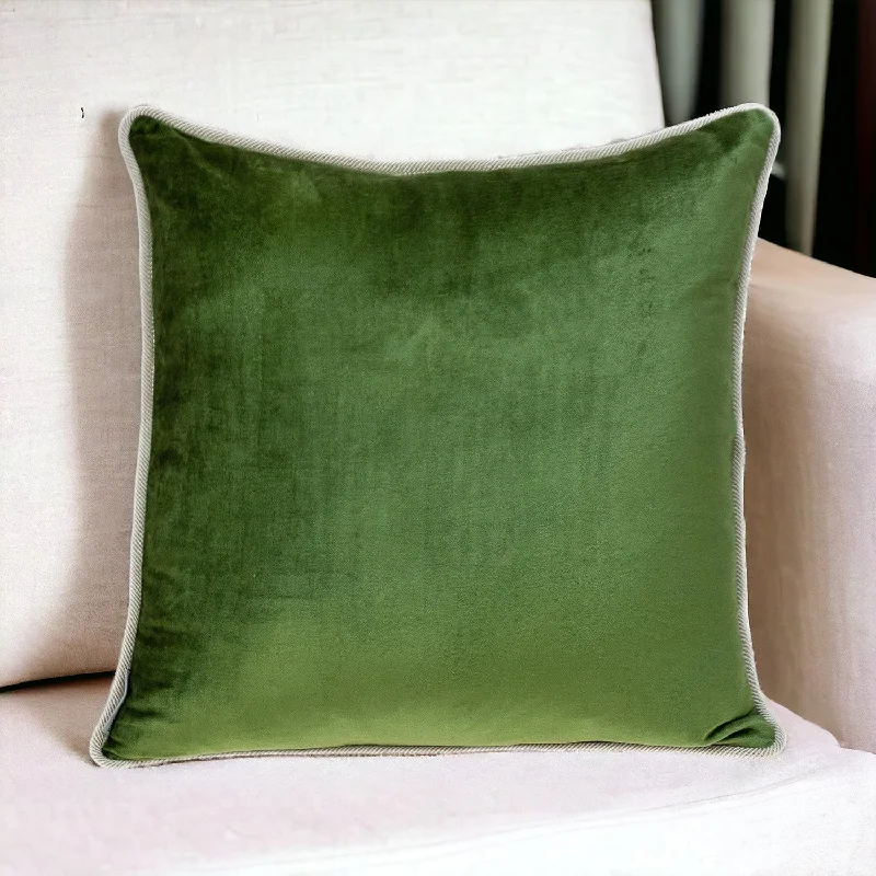 Reversible Blue and Green Square Velvet Throw Pillow