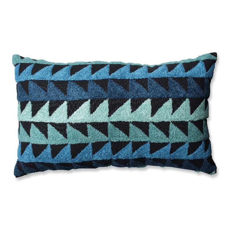 Samba Teal-Blue-Black Rectangular Throw Pillow