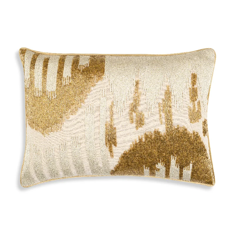 Sayra Ivory Gold Lumbar Pillow