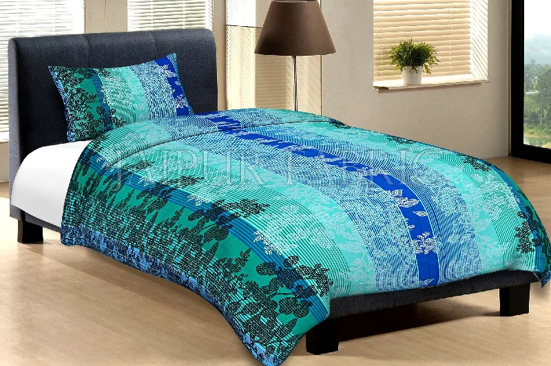 Best Deals Sea Green Base With White And Black Flower And Lineing Print Cotton Single Bed Sheet with 1 pillow Cover Best Deals Sea Green Base With White And Black Flower And Lineing Print Cotton Single Bed Sheet with 1 pillow Cover