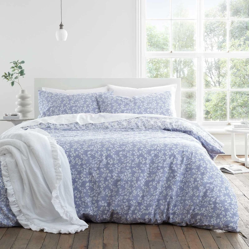 Shadow Leaves Duvet Cover Set Blue