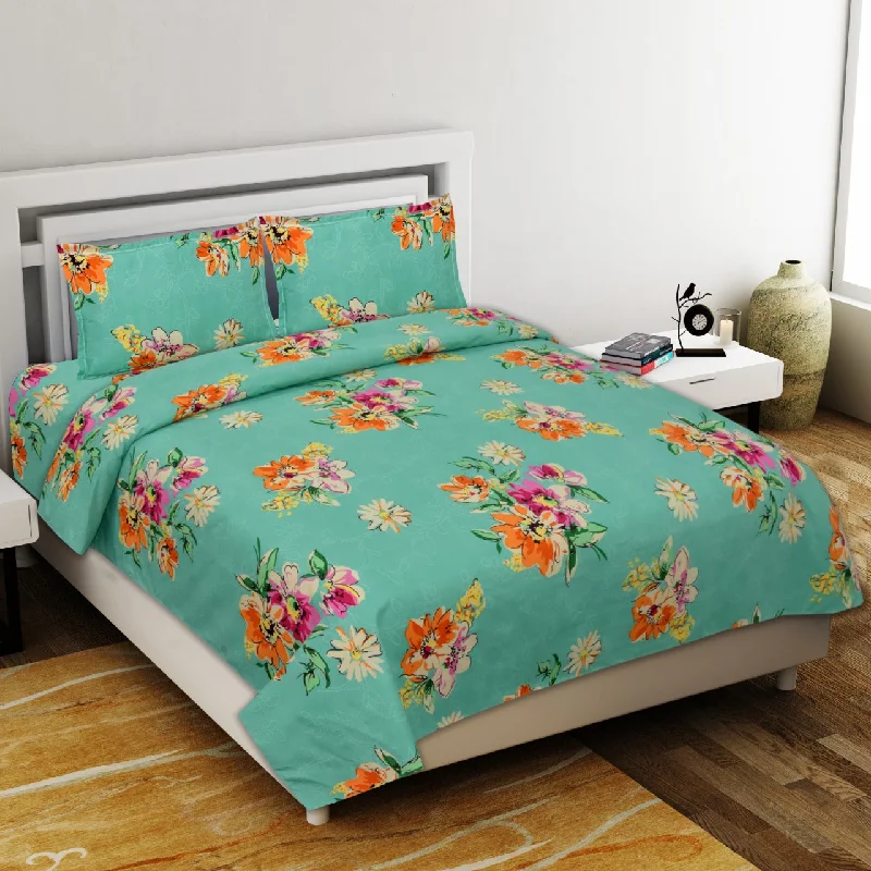 Price Drop Smooth Floral Premium Poly Cotton Double Bedsheet