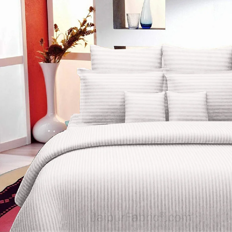 Major Savings Solid White Self Design 300 TC King Size Pure Cotton Satin Slumber Sheet for Double Bed with 2 pillow covers