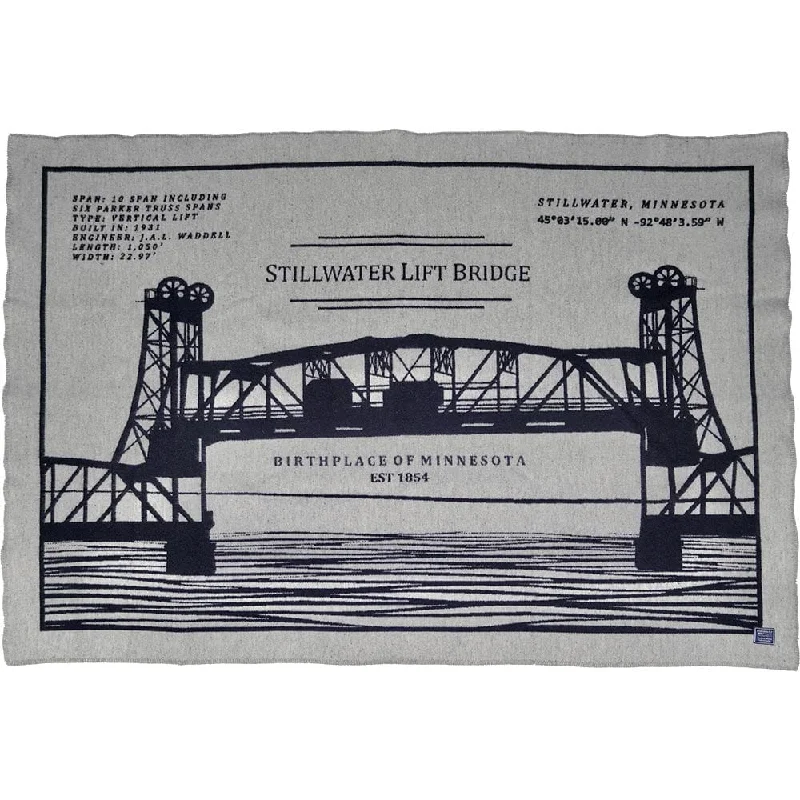 Stillwater Bridge Map Wool Throw Blanket