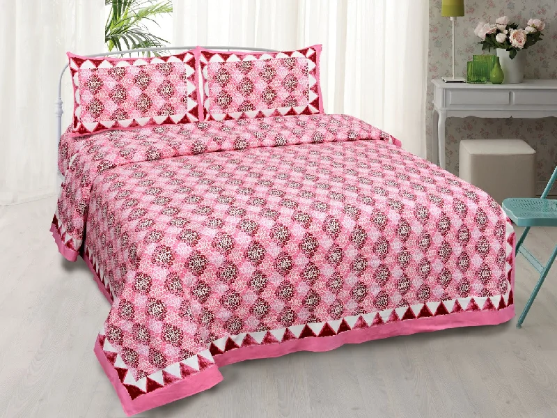 The Best Prices Traditional Delight Pink Double Bedsheet