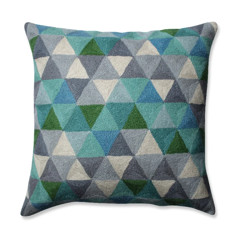 Triangle Grid Blue-Grey 16.5-Inch Throw Pillow