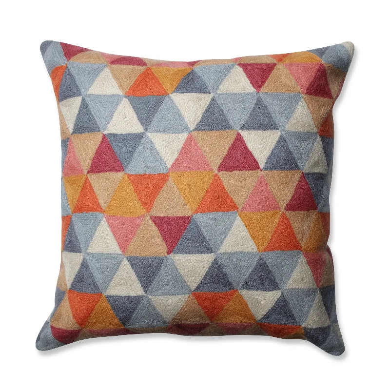 Triangle Grid Citrus-Grey 16.5-Inch Throw Pillow