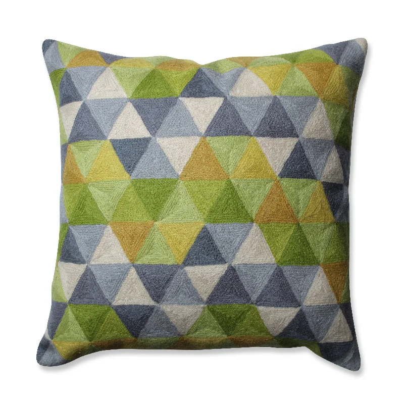 Triangle Grid Green-Grey 16.5-Inch Throw Pillow